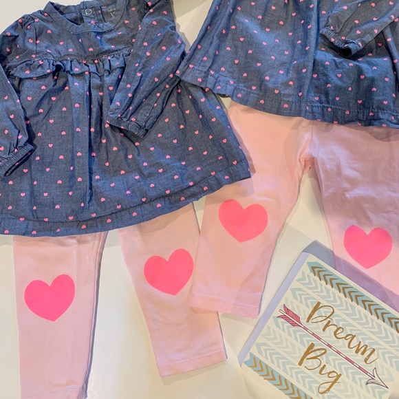 Carter's Other - 1 Carters denim heart print shirt & leggings